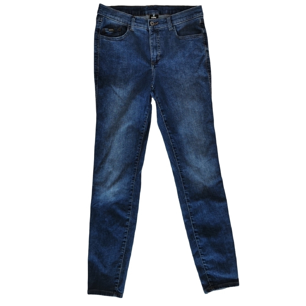 Kuhl Indigo Dye Mid-Rise Skinny Fit Jeans w/ Adjustable Waist Ties - Sz 8
